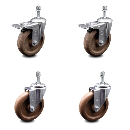 Service Caster 5 Inch High Temp Glass Filled Nylon 3/8 Inch Stem Caster Total Lock Brakes, 2PK SCC-TSTTL20S514-GFNSHT-381615-2-S-2